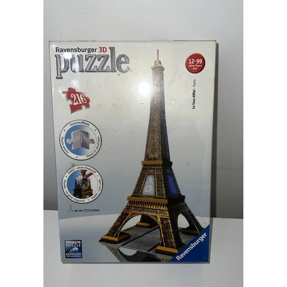 Puzzle RAVENSBURGER EIFFEL TOWER 216 PC 3D JIGSAW FACTORY SEALED Germany (3/b18)
